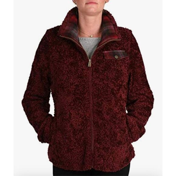 Pendleton Fuzzy Zip Jacket in Dark Red NWT Size Medium - Picture 1 of 7